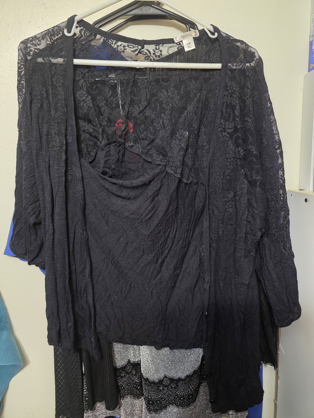 Decree Black Lace Open-Front Cardigan